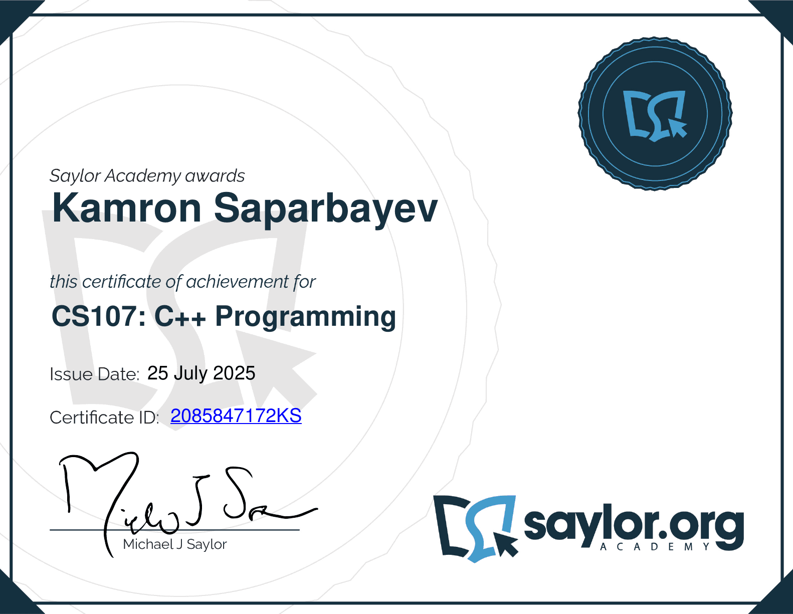 CS107: C++ Programming
